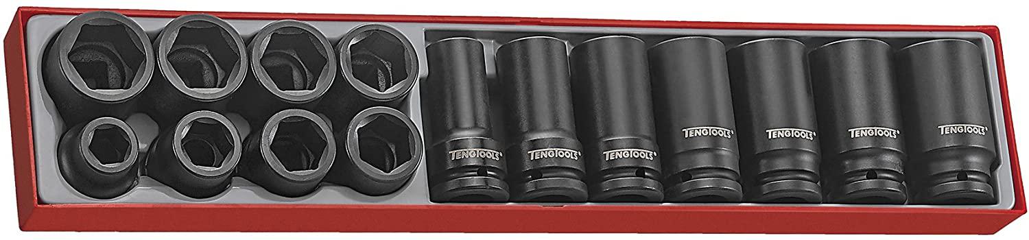 Teng Tools 15 Piece 3/4 Inch Drive 6 Point Regular &amp; Deep Impact Socket Set - TTX9415