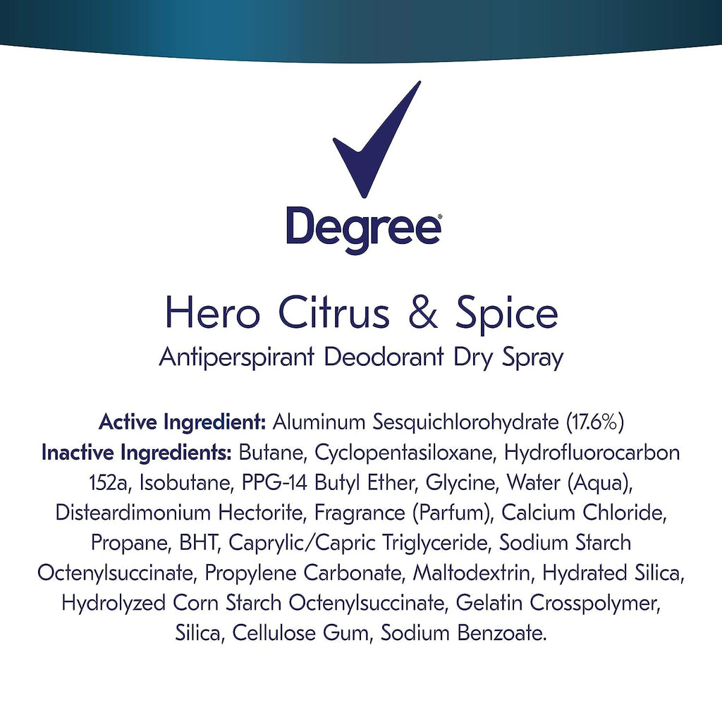 Degree Antiperspirant Deodorant Dry Spray 72 Hour Sweat and Odor Protection Hero Men's Deodorant Spray for Excessive Armpit Sweat, 3.8 oz, Pack of 3
