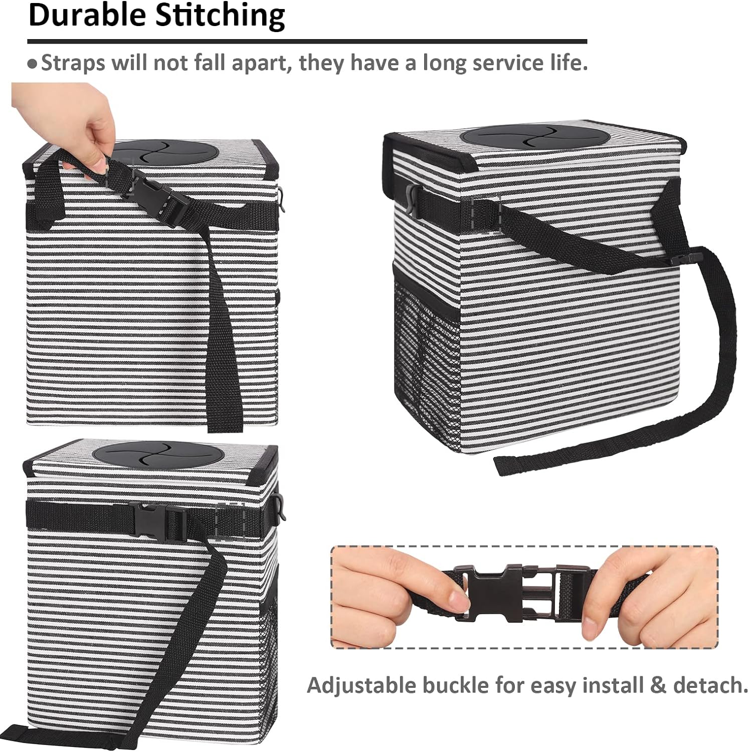 Vankor Car Trash Can for Car Cute, Car Trash Bag Bin Hanging Waterproof Automotive Car Garbage Cans Leak Proof Vehicle Trash Can Stripe