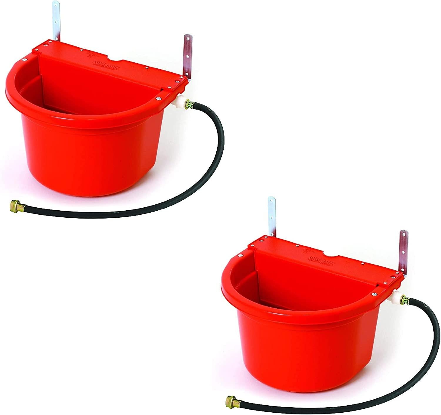 Little Giant FW16RED 4 Gallon Capacity Automatic Float Controlled Waterer Animal Horse & Cattle Livestock Water Trough, Red (2 Pack)