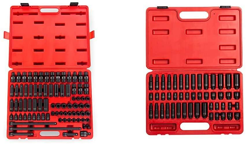 Sunex 3580, 3/8 Inch Drive  Impact Socket Set &amp; 1848, 1/4 Inch Drive  Impact Socket Set, 48-Piece, SAE/Metric, 3/16 Inch - 9/16 Inch, 4mm - 15mm, Standard/Deep