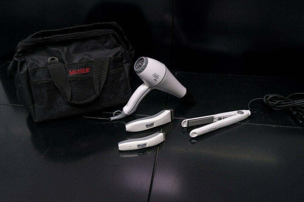 MOSER NEO KIT HAIR CUTTER TRIMMER HAIR TIP HAIR DRYER AND BAG