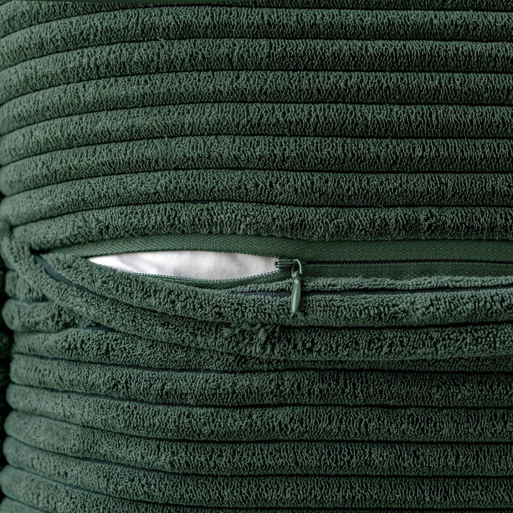 MIULEE Dark Green Corduroy Pillow Covers with Splicing Set of 2 Super Soft Boho Striped Pillow Covers Broadside Decorative Textured Throw Pillows for Christmas Couch Cushion Livingroom 18x18 inch