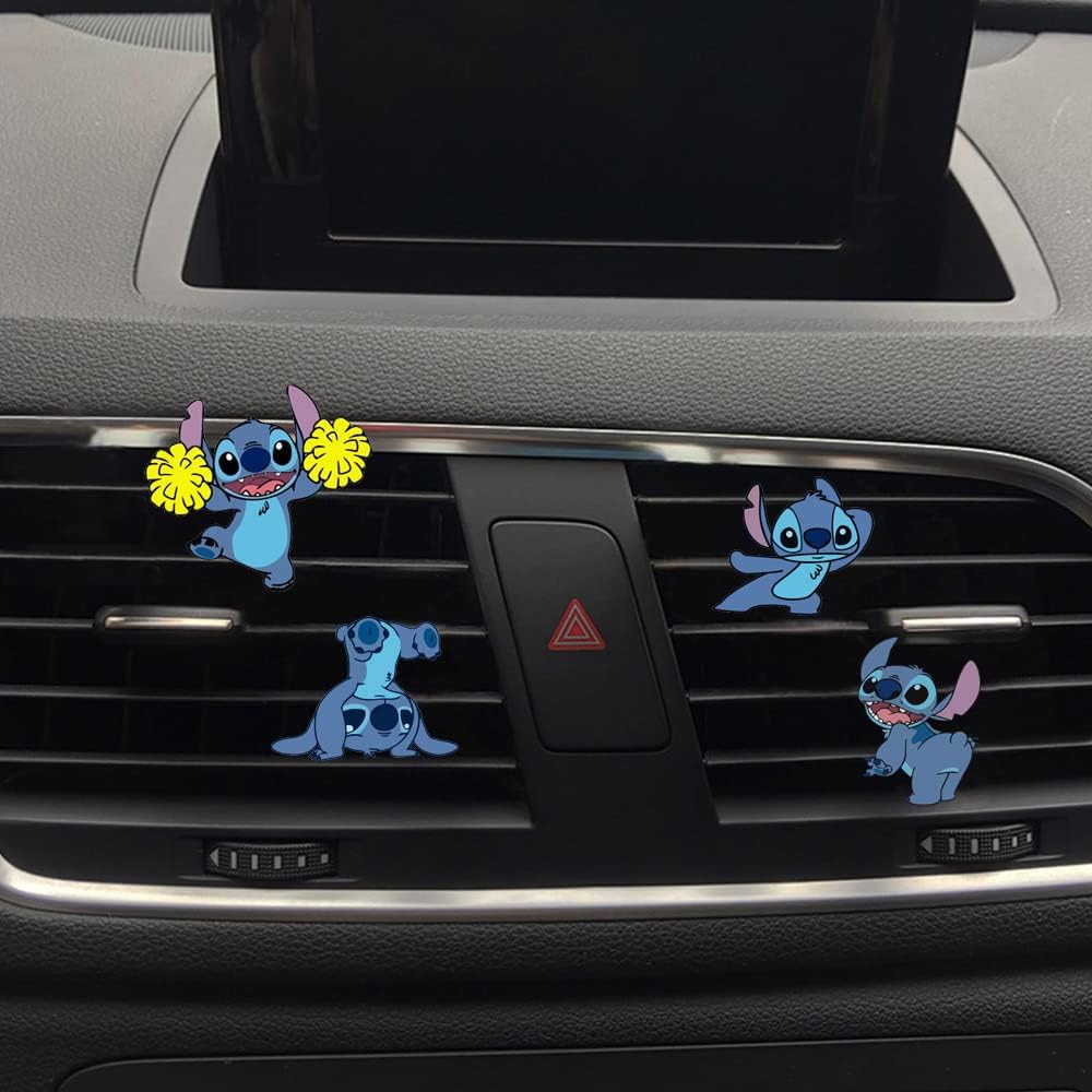 ZOSTLAND Cute Car Air Vent Clip Decoration,Car Air Fresheners, Funny Automotive Interior Decoration Accessories, Personalized Car Decor Gift for women,men (4pcs Stitch)