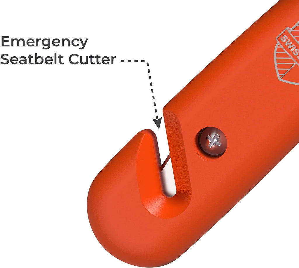 Swiss Safe 5-in-1 Car Safety Hammer, Emergency Escape Tool with Car Window Breaker and Seatbelt Cutter, Orange, 2 Pack