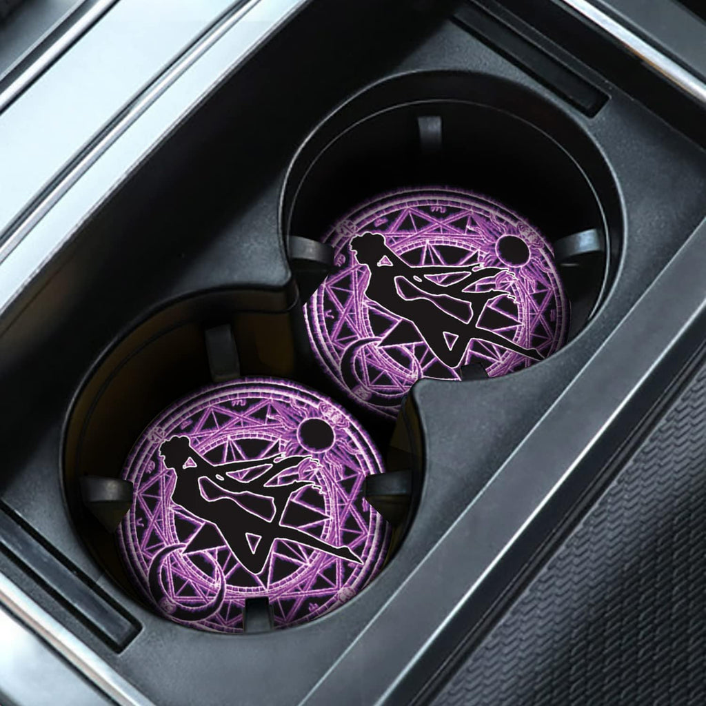 2PCS Car Cup Holder Coasters for Sailor Moon, 2.75" Sailor Moon Funny Car Accessories Anime Car Coasters Auto Interior Insert Coasters by FLYEEGO