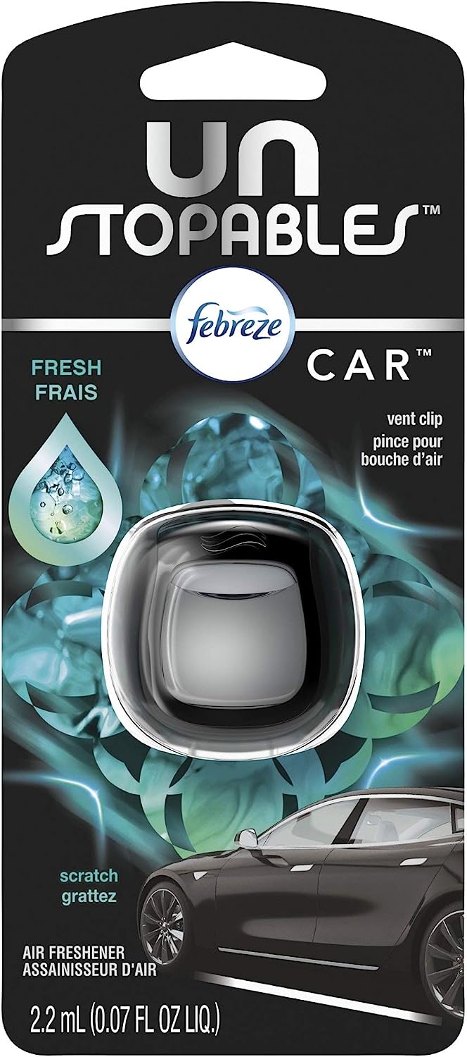 Febreze Unstopables Car Odor-Eliminating Car Freshener Vent Clip Fresh, 07 fl oz. Car Vent Clip