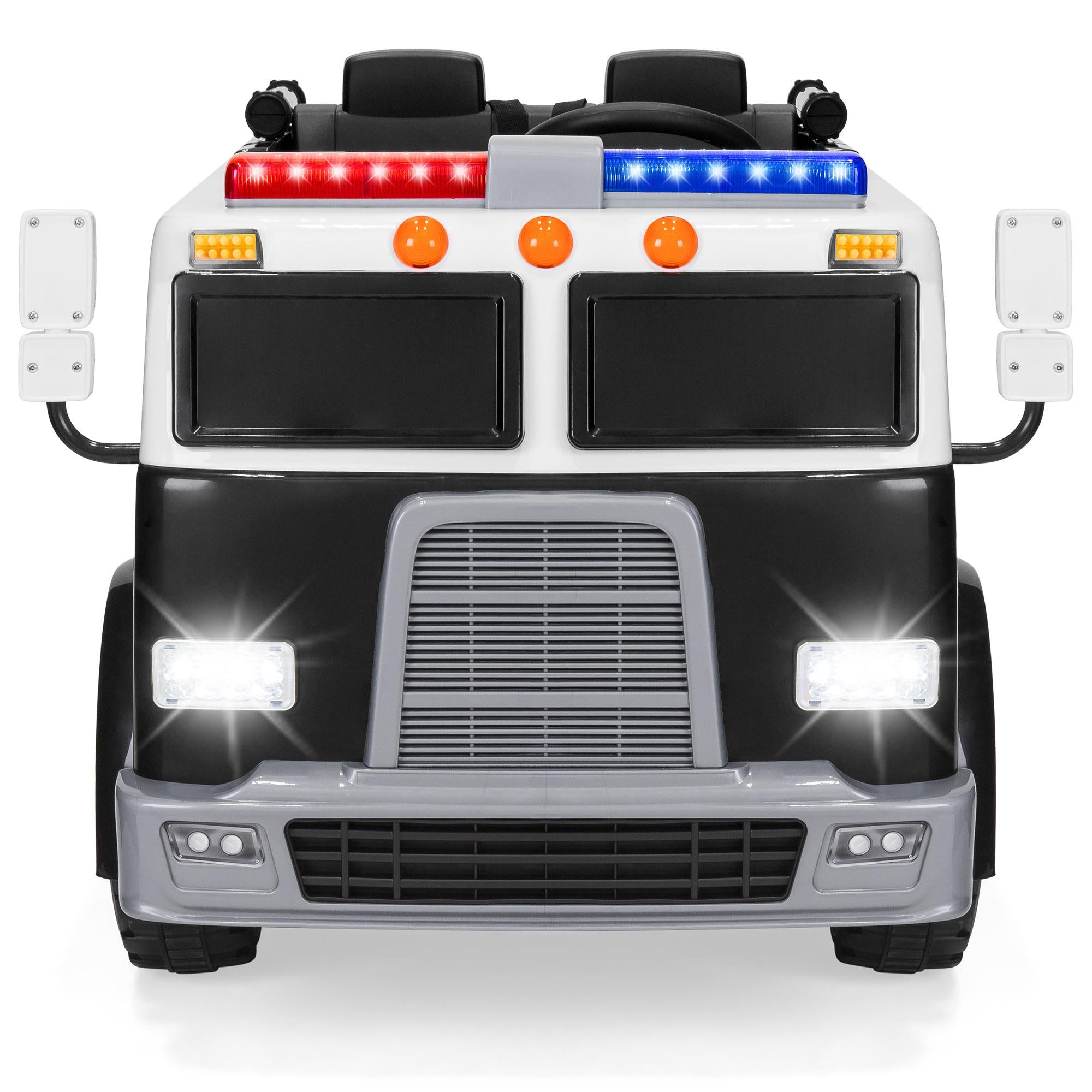 12V 2.4MPH 2-Speed Kids Police Ride On Truck Toy w/ Remote Control, USB Port, Lights, Siren