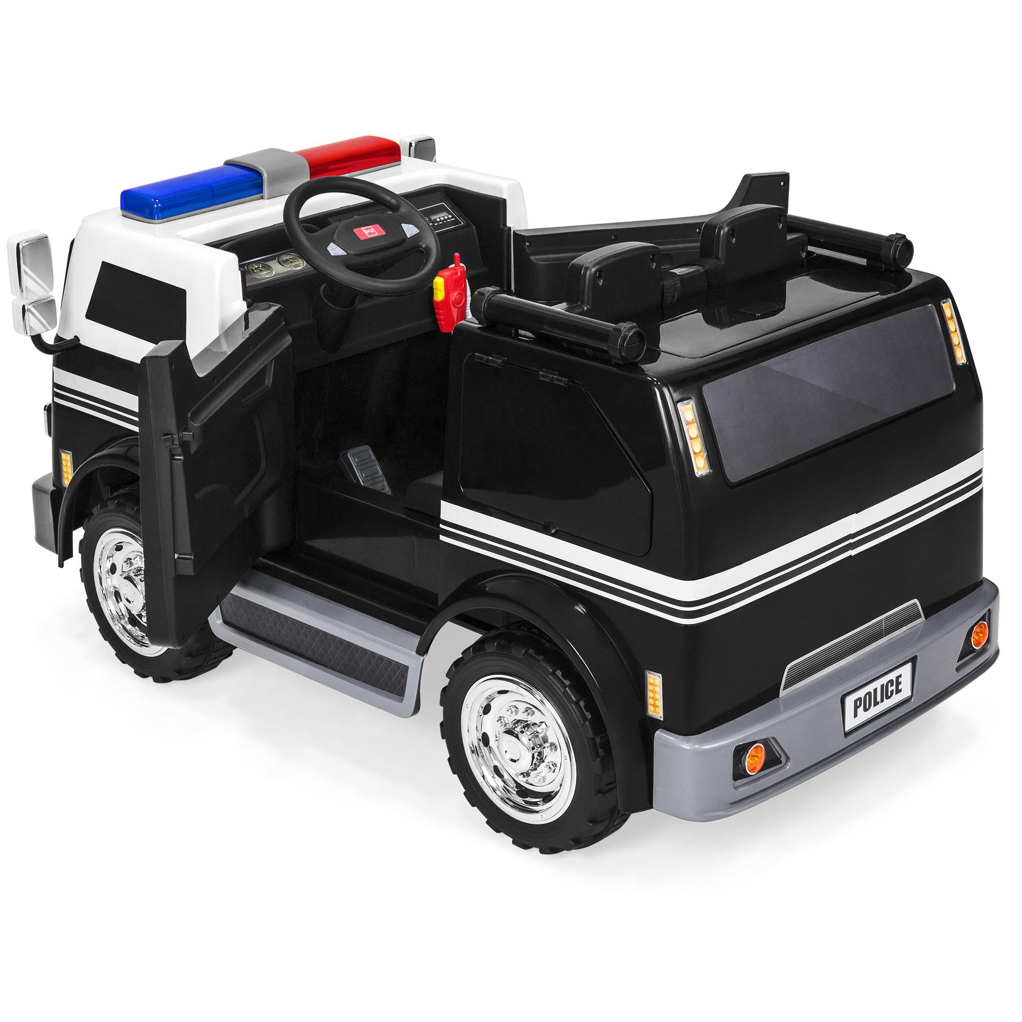 12V 2.4MPH 2-Speed Kids Police Ride On Truck Toy w/ Remote Control, USB Port, Lights, Siren