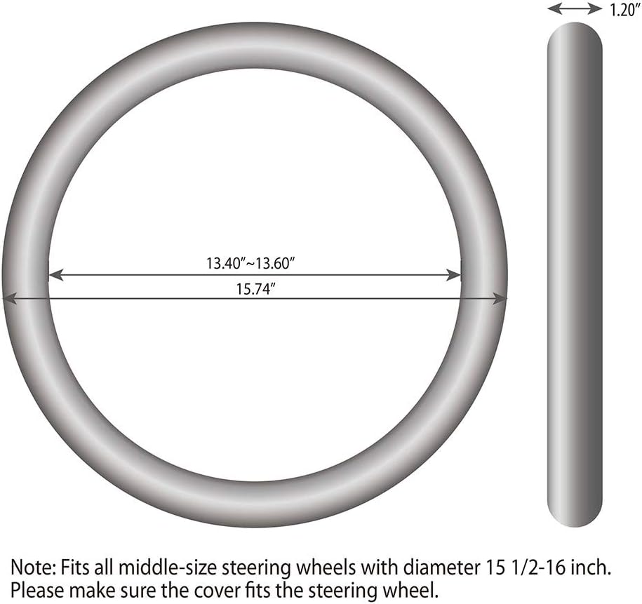 Elantrip Leather Large Steering Wheel Cover 15 1/2 to 16 inch Soft Grip Breathable for Car Truck SUV Jeep Anti Slip Black and Gray