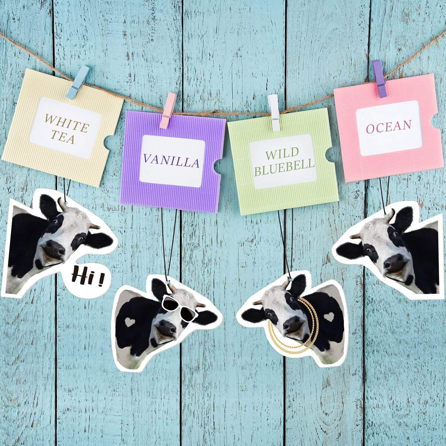 Pack of 8 Cow Air Freshener Car Cow Gifts for Women Funny Cow Print Car Accessories Hanging for Women Men Cute Air Freshener Decorative Car Freshener