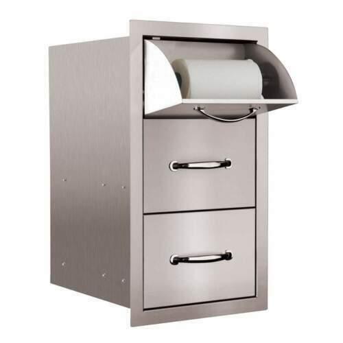 Grills Double Drawer and Paper Towel Holder Combo SSTDC-1