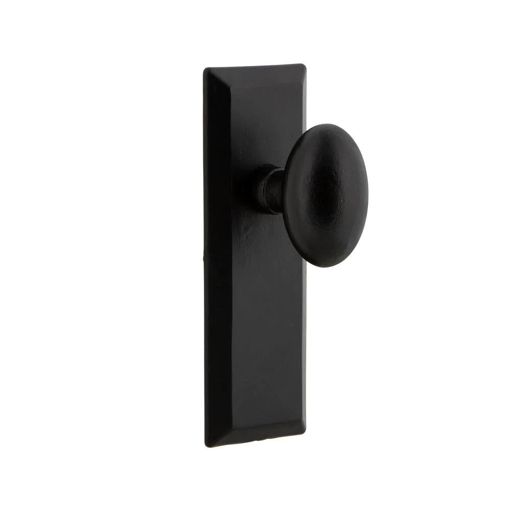 Keep Plate 2-3/8 in. Backset Black Iron Privacy Bed/Bath with Left-Handed AEG Door Knob