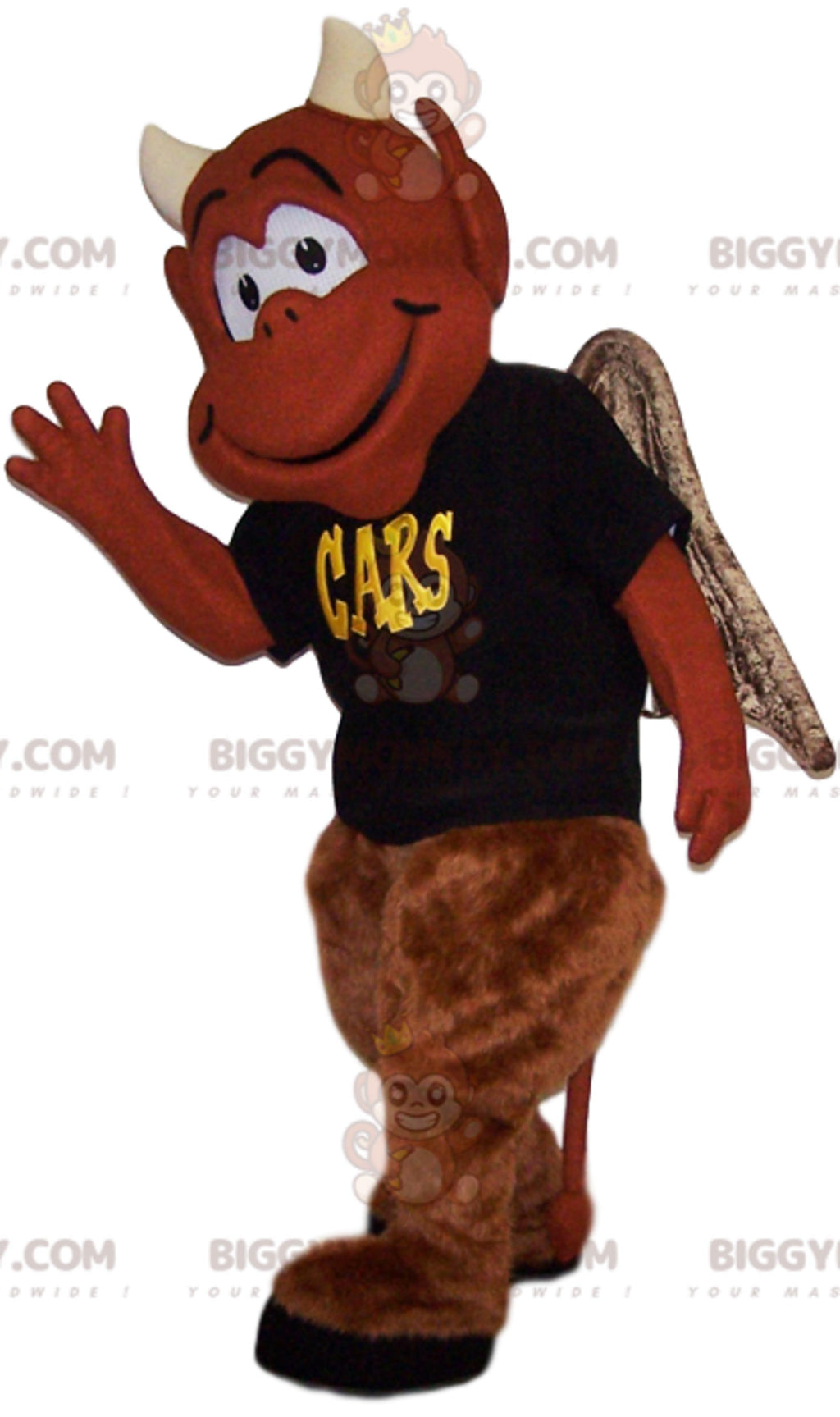 Smiling Brown Devil BIGGYMONKEYMascot Costume. devil costume