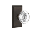 Studio Plate Double Dummy Round Clear Crystal Glass Door Knob in Oil-Rubbed Bronze