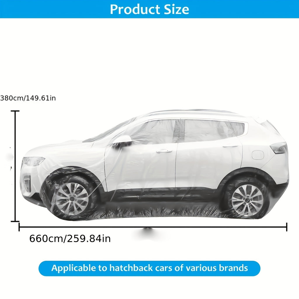 PE Plastic Car Cover Transparent Waterproof Dustproof Vehicle Protection Anti-Scratch Soft Material