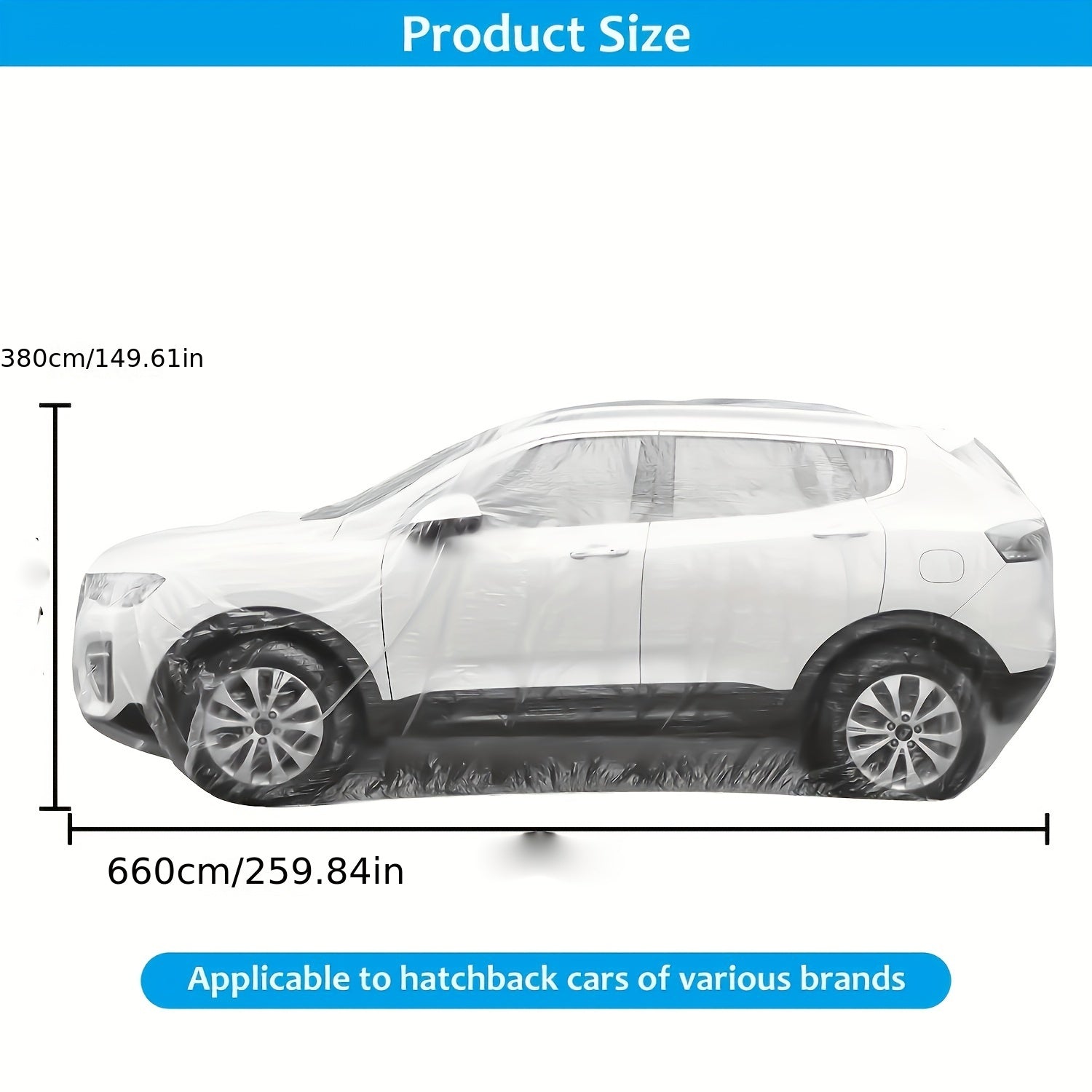 PE Plastic Car Cover Transparent Waterproof Dustproof Vehicle Protection Anti-Scratch Soft Material