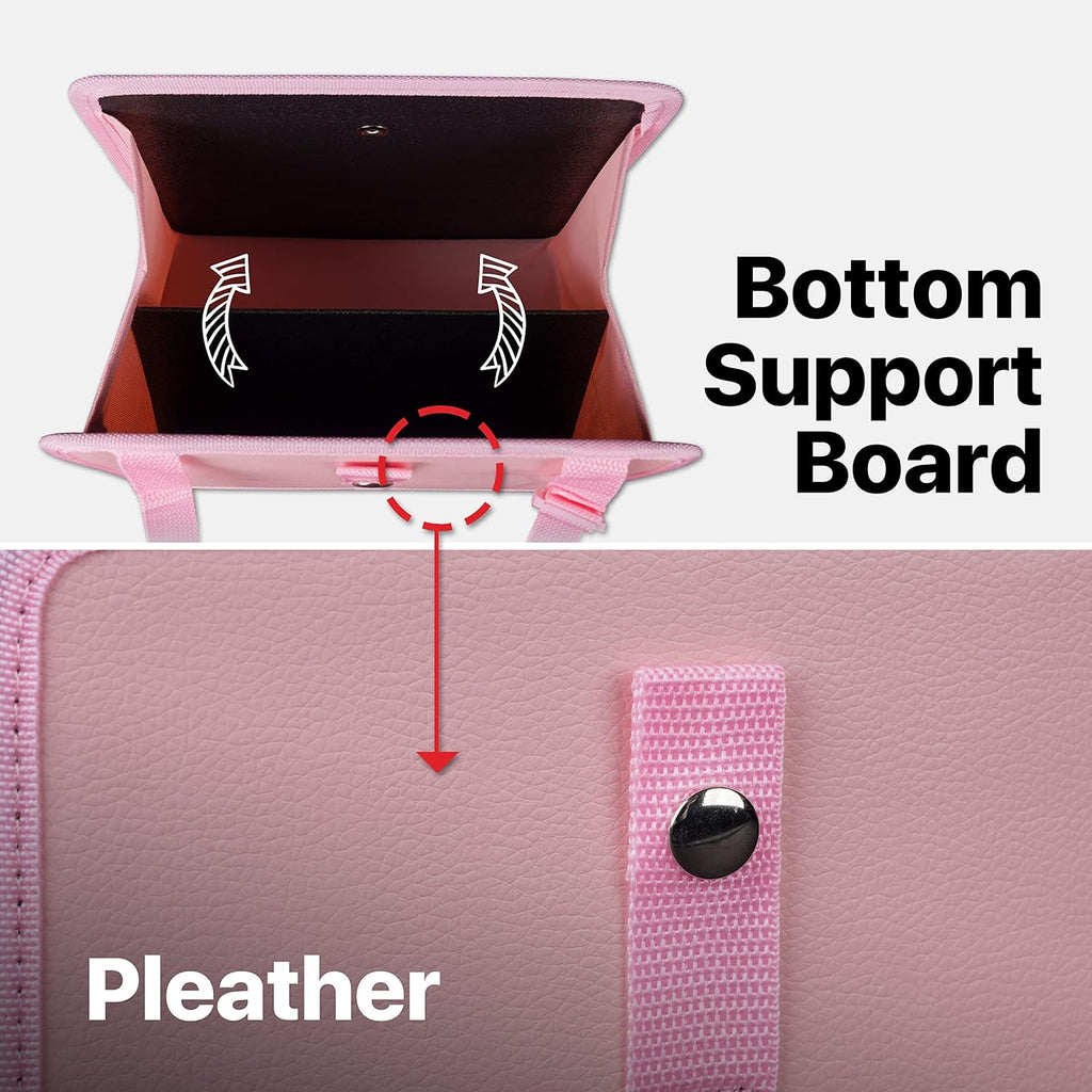 KMMOTORS Foldable Hanging Car Trash Can Pink, Car Trash Bag, Car Trash bin, Vegan Leather and Oxford Clothes Car Organizer, Cute car Gadgets (Medium, Pink)