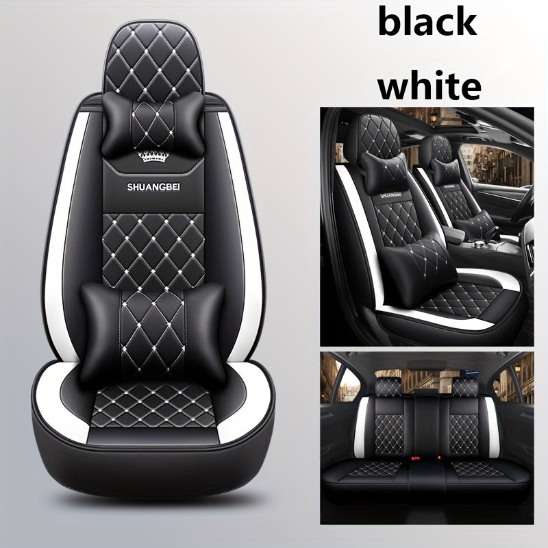 5 Car Seat Cover Set Full PackaCar Seat Cushion PU Leather Car Seat Cover Universal Car Seat Cover Full Set Compatible With Five-seat Models