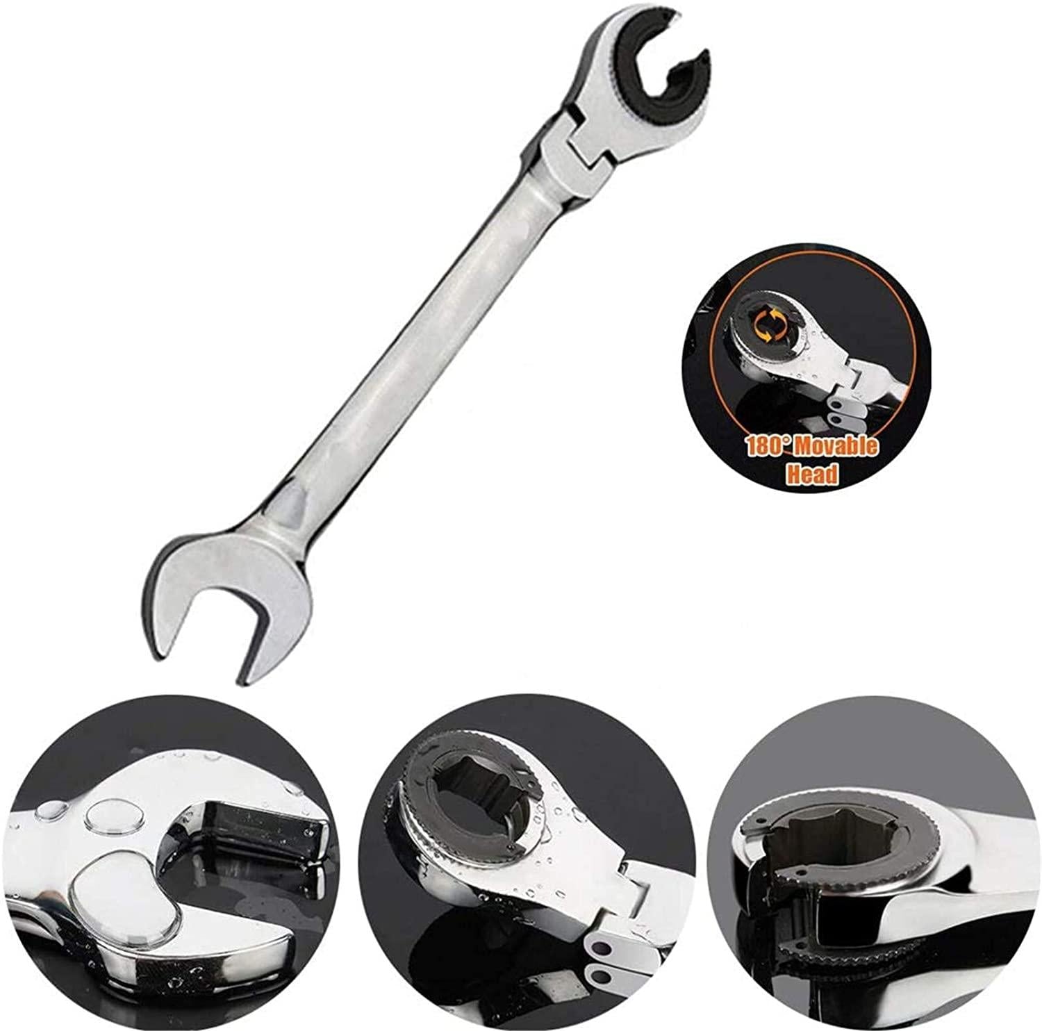 Tubing Ratchet Wrench Set, 180° Movable Flexible Head RatchetFix Tubing Two-Way Ratchet Wrench for Hand Maintain Repair Tool 8MM-19MM (12PCS)