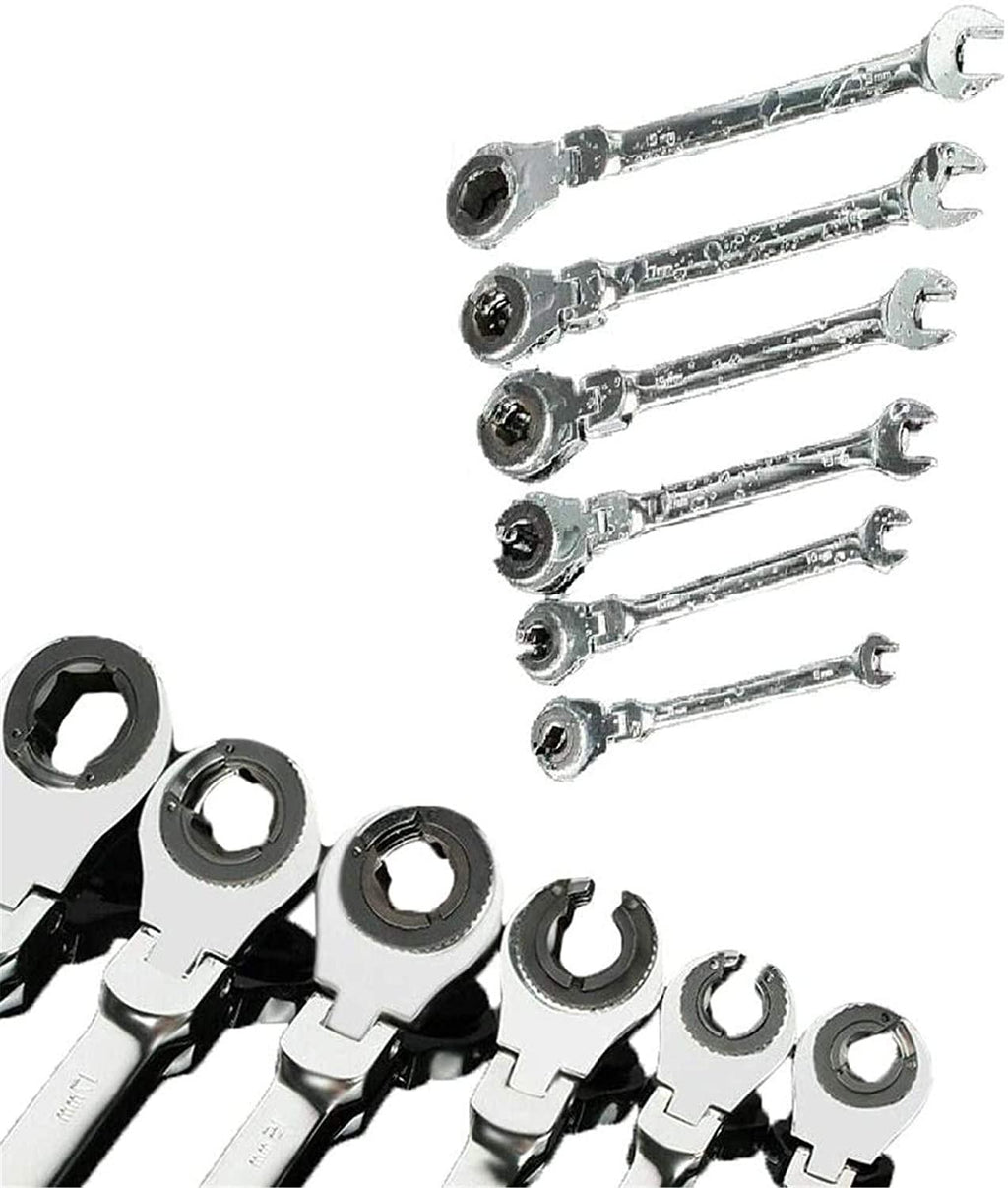 Tubing Ratchet Wrench Set, 180° Movable Flexible Head RatchetFix Tubing Two-Way Ratchet Wrench for Hand Maintain Repair Tool 8MM-19MM (12PCS)