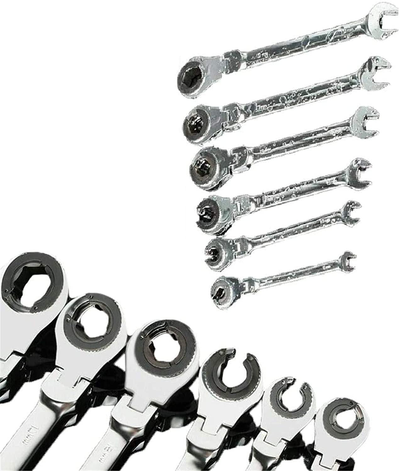 Tubing Ratchet Wrench Set, 180° Movable Flexible Head RatchetFix Tubing Two-Way Ratchet Wrench for Hand Maintain Repair Tool 8MM-19MM (12PCS)