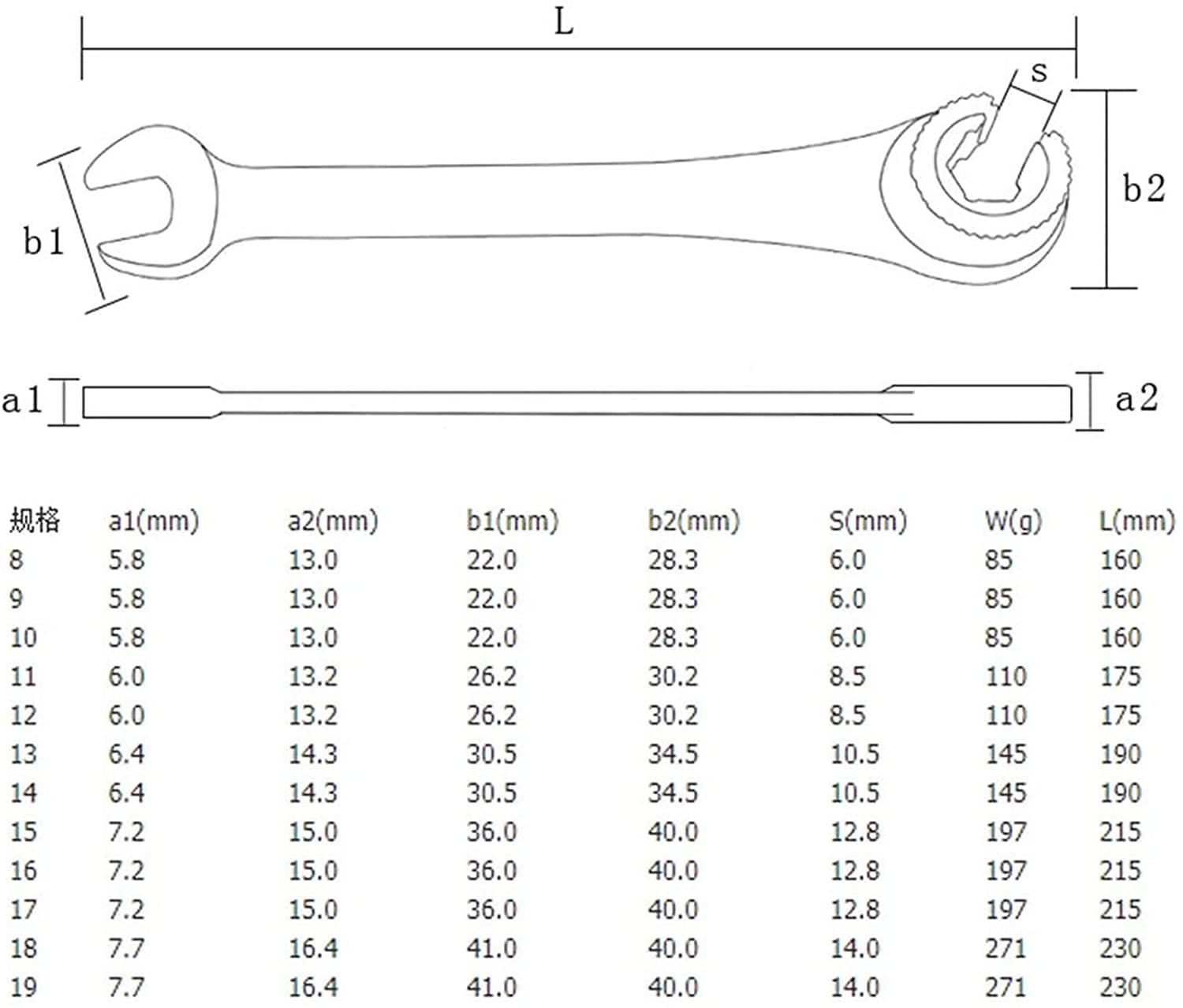 Tubing Ratchet Wrench Set, 180° Movable Flexible Head RatchetFix Tubing Two-Way Ratchet Wrench for Hand Maintain Repair Tool 8MM-19MM (12PCS)