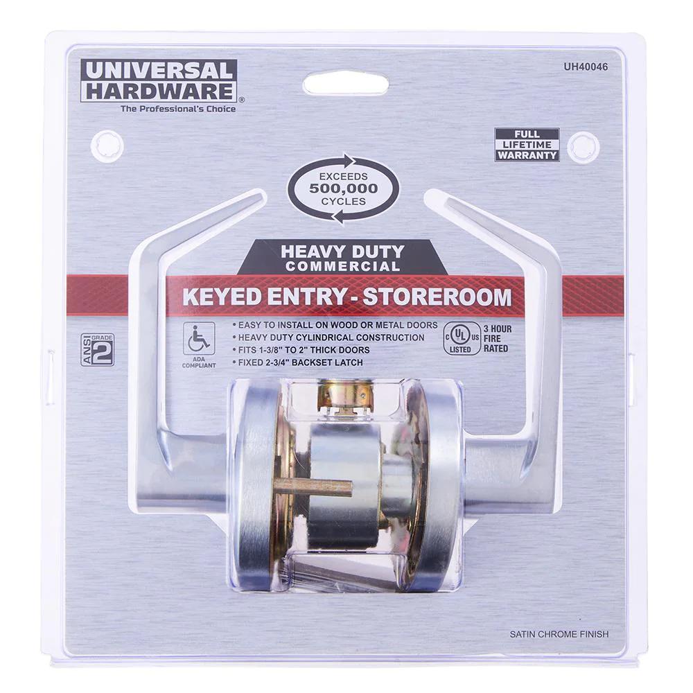 Commercial 2-3/4 in. Satin Chrome Heavy-Duty Storeroom Leverset