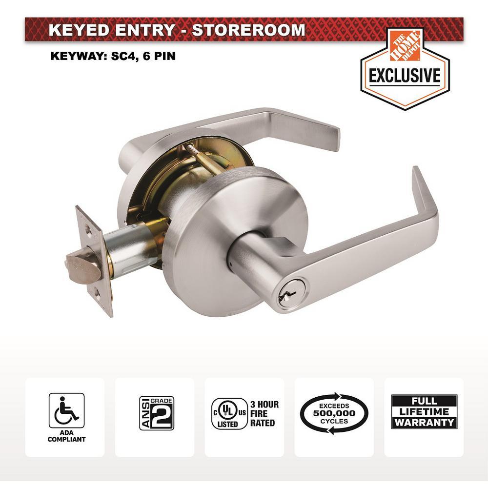 Commercial 2-3/4 in. Satin Chrome Heavy-Duty Storeroom Leverset