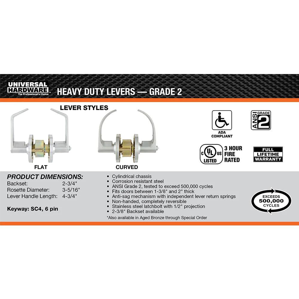 Commercial 2-3/4 in. Satin Chrome Heavy-Duty Storeroom Leverset