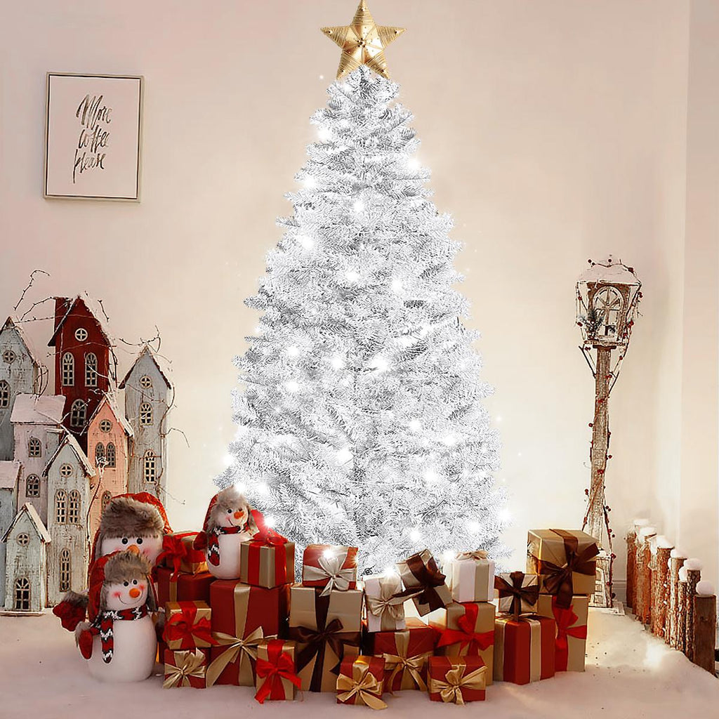 Christmas Tree,7.5 Feet Artificial Christmas Tree, with 1260 Branch Tips, 450  Led Lights and Metal Stand