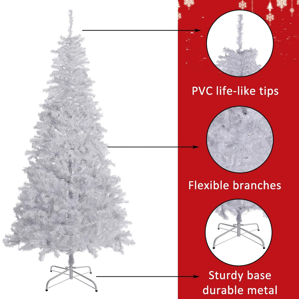 Christmas Tree,7.5 Feet Artificial Christmas Tree, with 1260 Branch Tips, 450  Led Lights and Metal Stand