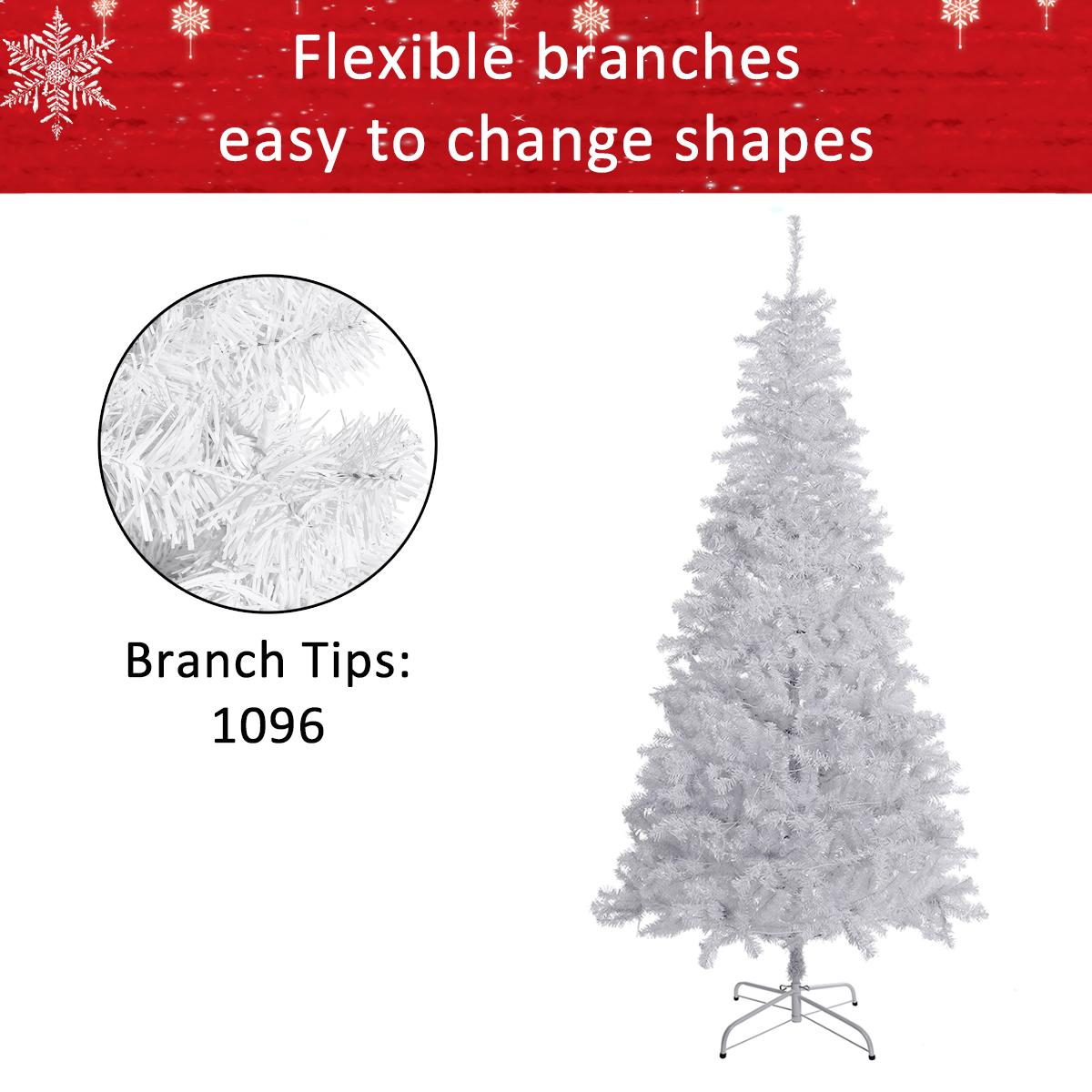 Christmas Tree,7.5 Feet Artificial Christmas Tree, with 1260 Branch Tips, 450  Led Lights and Metal Stand
