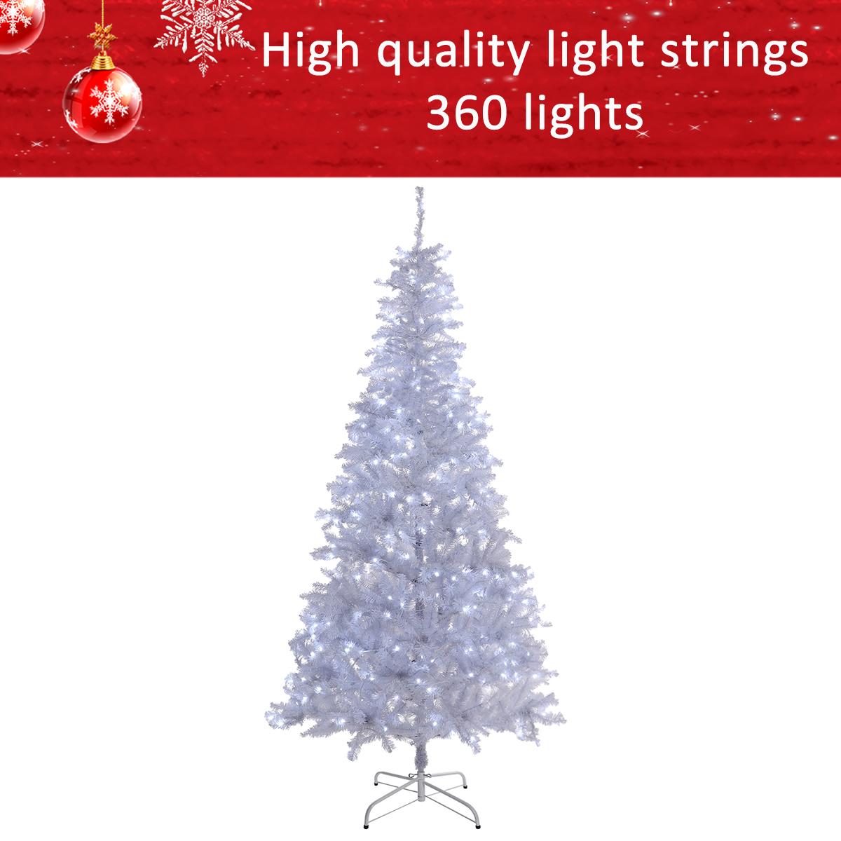 Christmas Tree,7.5 Feet Artificial Christmas Tree, with 1260 Branch Tips, 450  Led Lights and Metal Stand