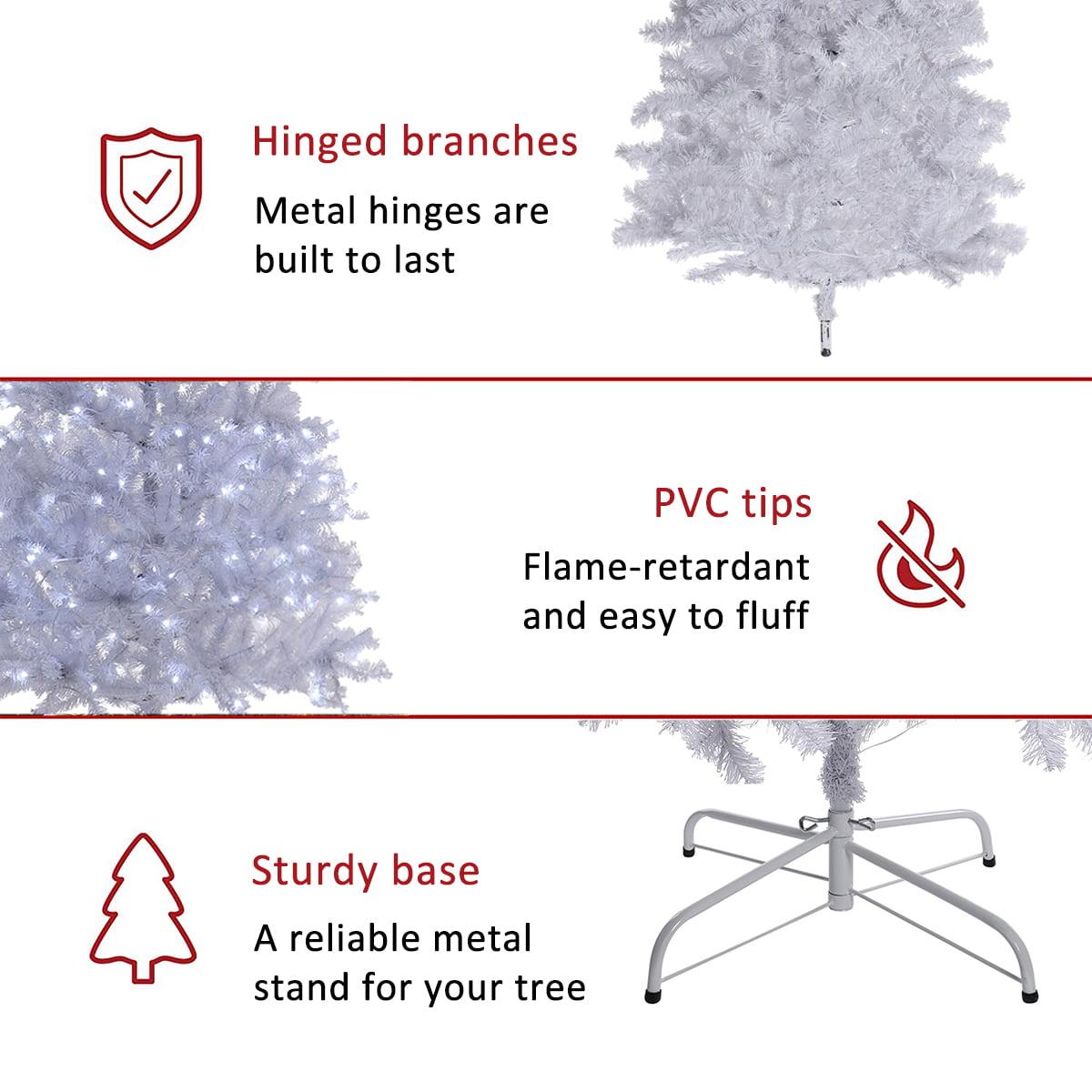 Christmas Tree,7.5 Feet Artificial Christmas Tree, with 1260 Branch Tips, 450  Led Lights and Metal Stand