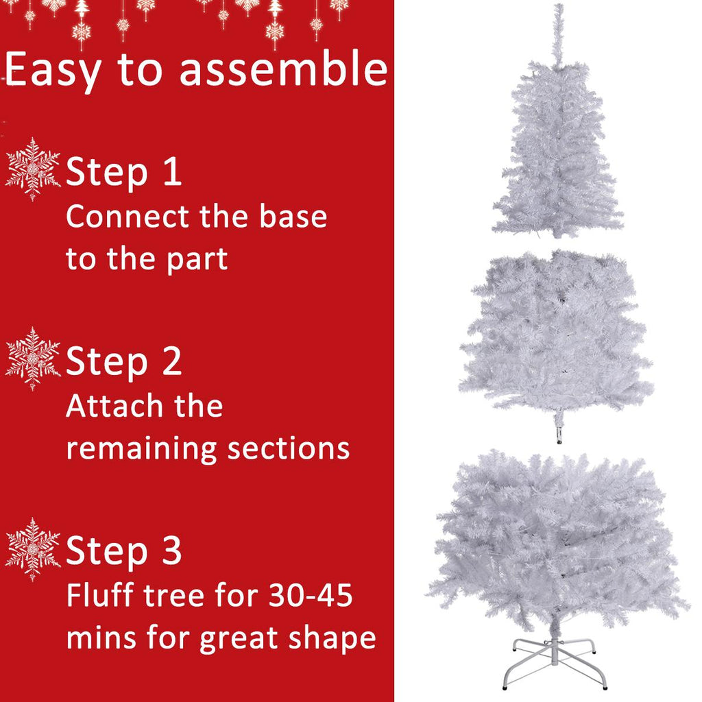 Christmas Tree,7.5 Feet Artificial Christmas Tree, with 1260 Branch Tips, 450  Led Lights and Metal Stand