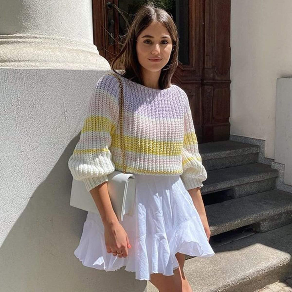 loose casual boat neckline sweater