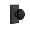 Studio Plate 2-3/8 in. Backset Oil-Rubbed Bronze Privacy Bed/Bath Black Porcelain Door Knob