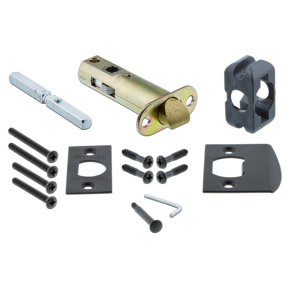 Studio Plate 2-3/8 in. Backset Oil-Rubbed Bronze Privacy Bed/Bath Black Porcelain Door Knob