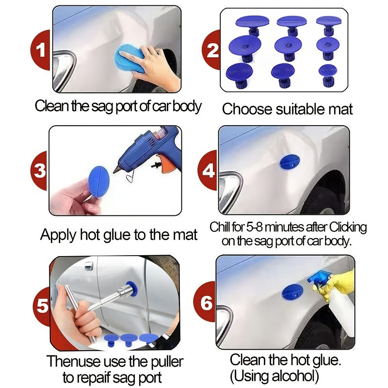 T-bar Puller Car Dent Repair Tool Kit Automotive Body Sheet Metal Paintless Suction Cup Mechanical Workshop Tools Set For Car