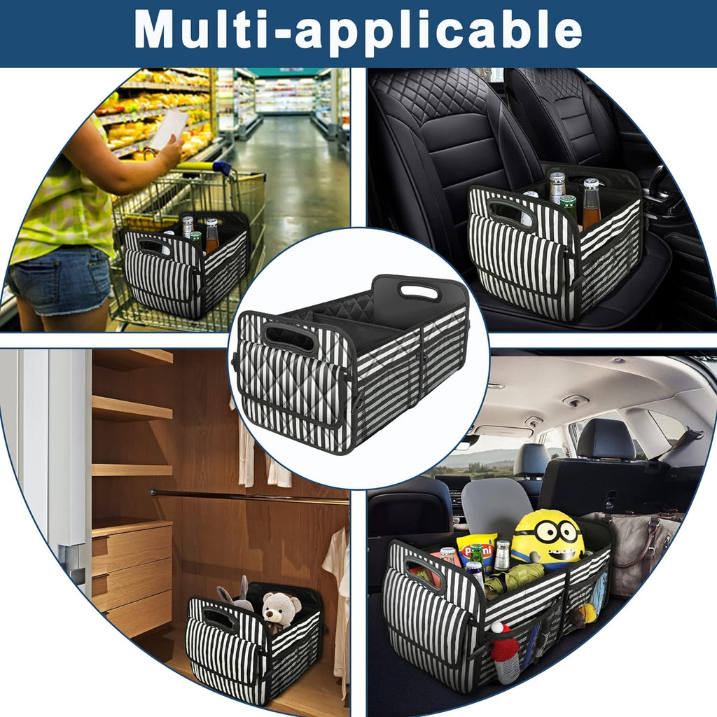 Deosk Car Trunk Organzier for suv,Car Organziers and Storage with 6 Big Pocket,Car Accessories for Women/Men 50L Waterproof Polyester Trunk Organzier for Car/SUV/Minivan/Truck（Medium, Stripe）