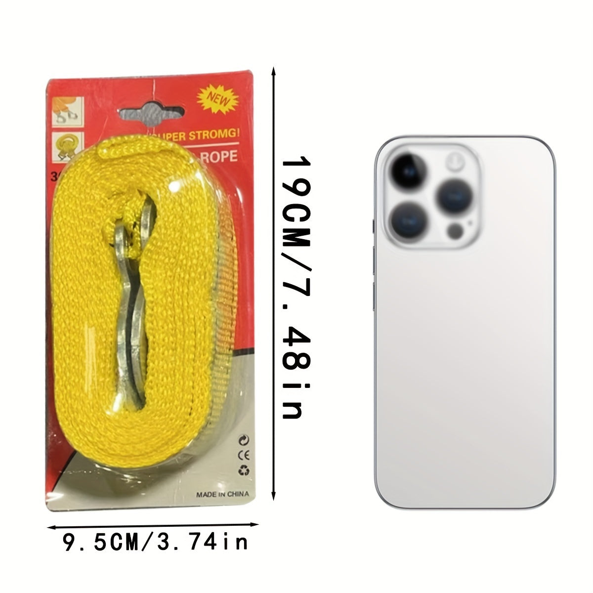 157.48in/4m Heavy 5 Ton Towing Rope, With Nylon Recovery Strap And StoraBag, Used For Emergency Vehicle Recovery