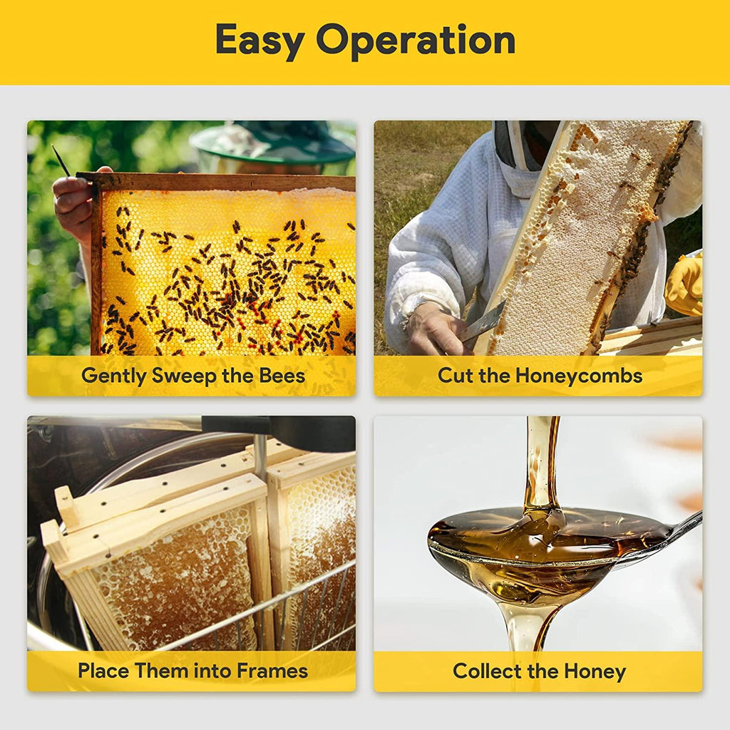 CREWORKS Electric Honey Extractor, Honey Extractor Separator Bee Frame Spinner, Honeycomb Bee Frame Spinner, SS Motorized Honey Extractor Beekeeping Equipment Spinner Drum with Stand