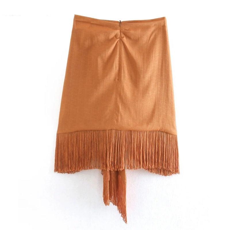 knotted hem tassel skirt
