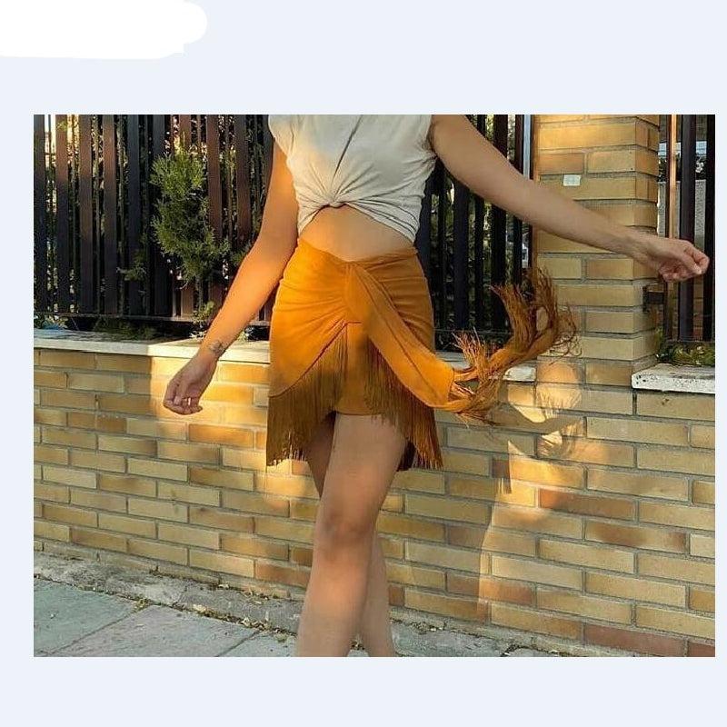 knotted hem tassel skirt