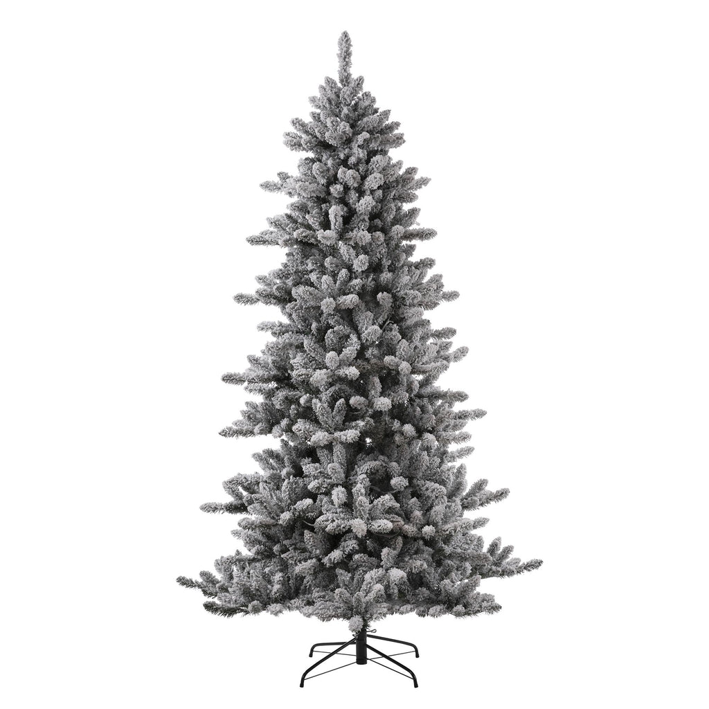 Glitzhome 7.5ft Pre-Lit Snow Flocked Fir Christmas Tree with Warm White Lights