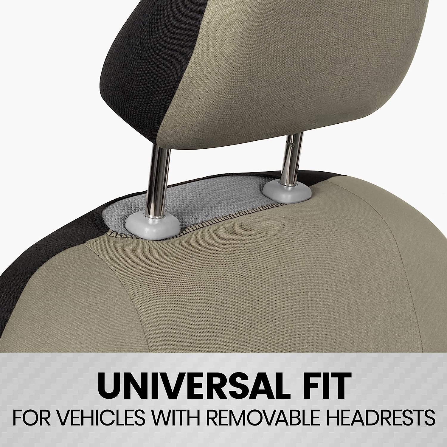 BDK PolyPro Seat Covers Full Set in Solid Beige – Front and Rear Split Bench Seat , Easy to Install for Auto Trucks Van SUV Car