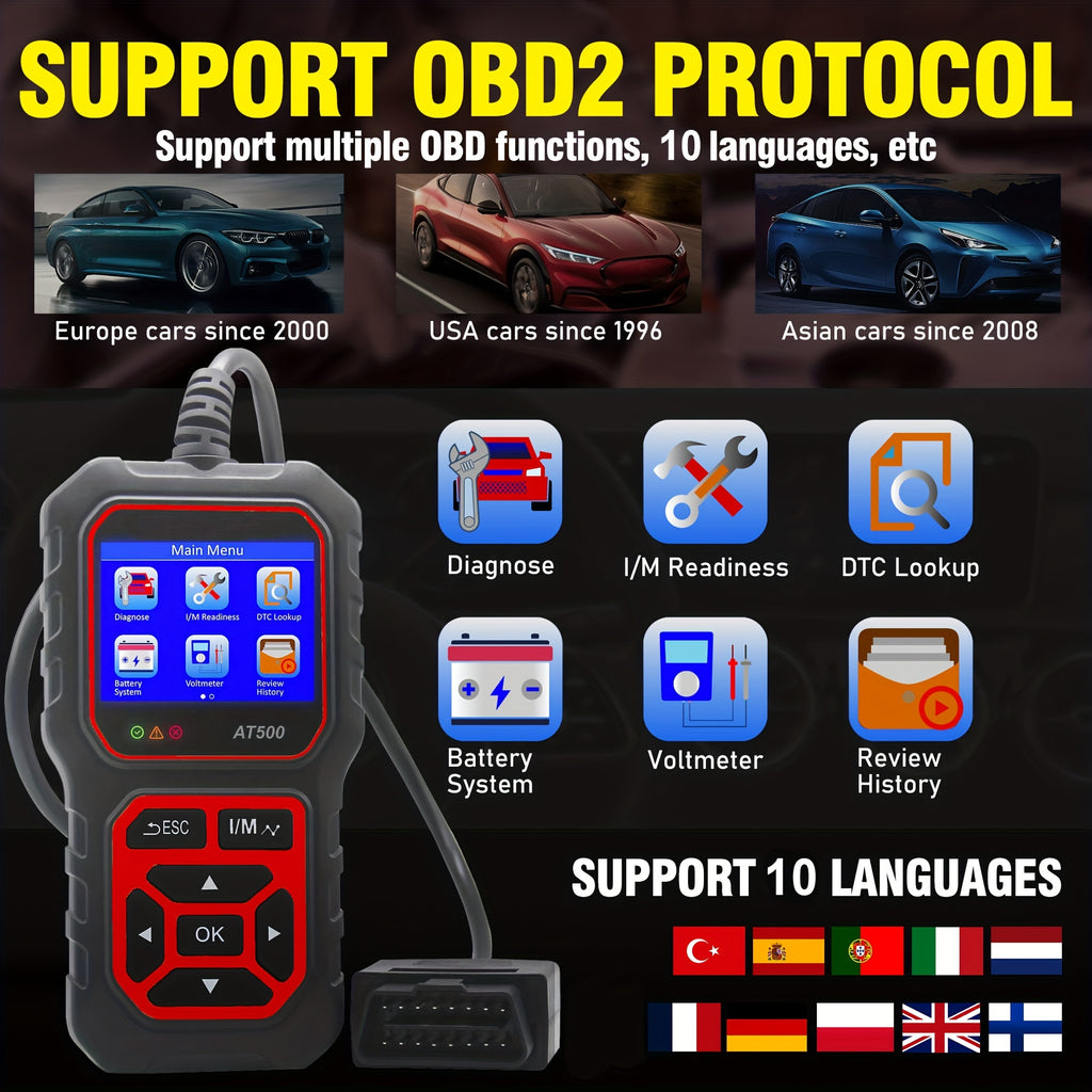 Car Code Reader, OBD2 Car Code Scanner VoltaTester Engine Fault Code Scanner CranAnd Charging Tester Diagnostic Tool For OBDII Protocol Cars