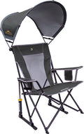 GCI Outdoor SunShade Rocker Collapsible Rocking Chair &amp; Outdoor Camping Chair With Canopy, Pewter