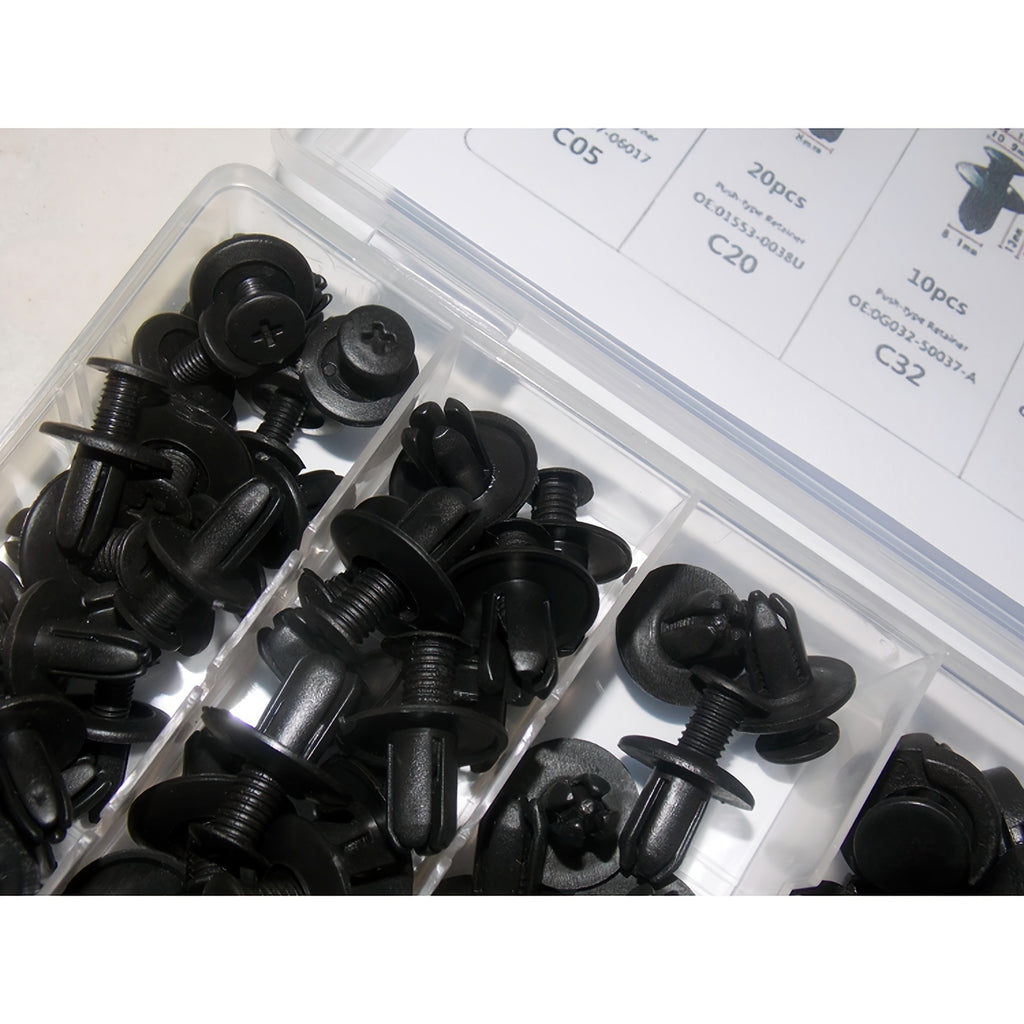 100pcs Auto Fastener Clip Car Fender Push Retainer Pin Rivet Bumper For Door Trim Panel Retainer Body Repair Tool Kit , Box Package
